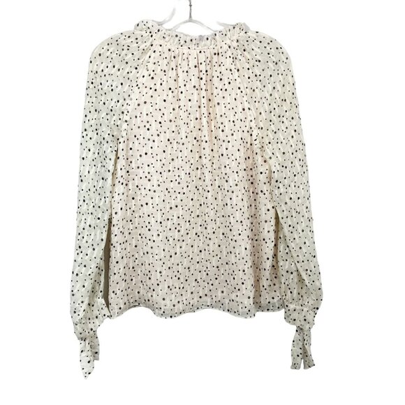 Rebecca Taylor Ivory & Black Star Print Long Sleeve Blouse Silk - Women's Size 2 - Picture 2 of 7